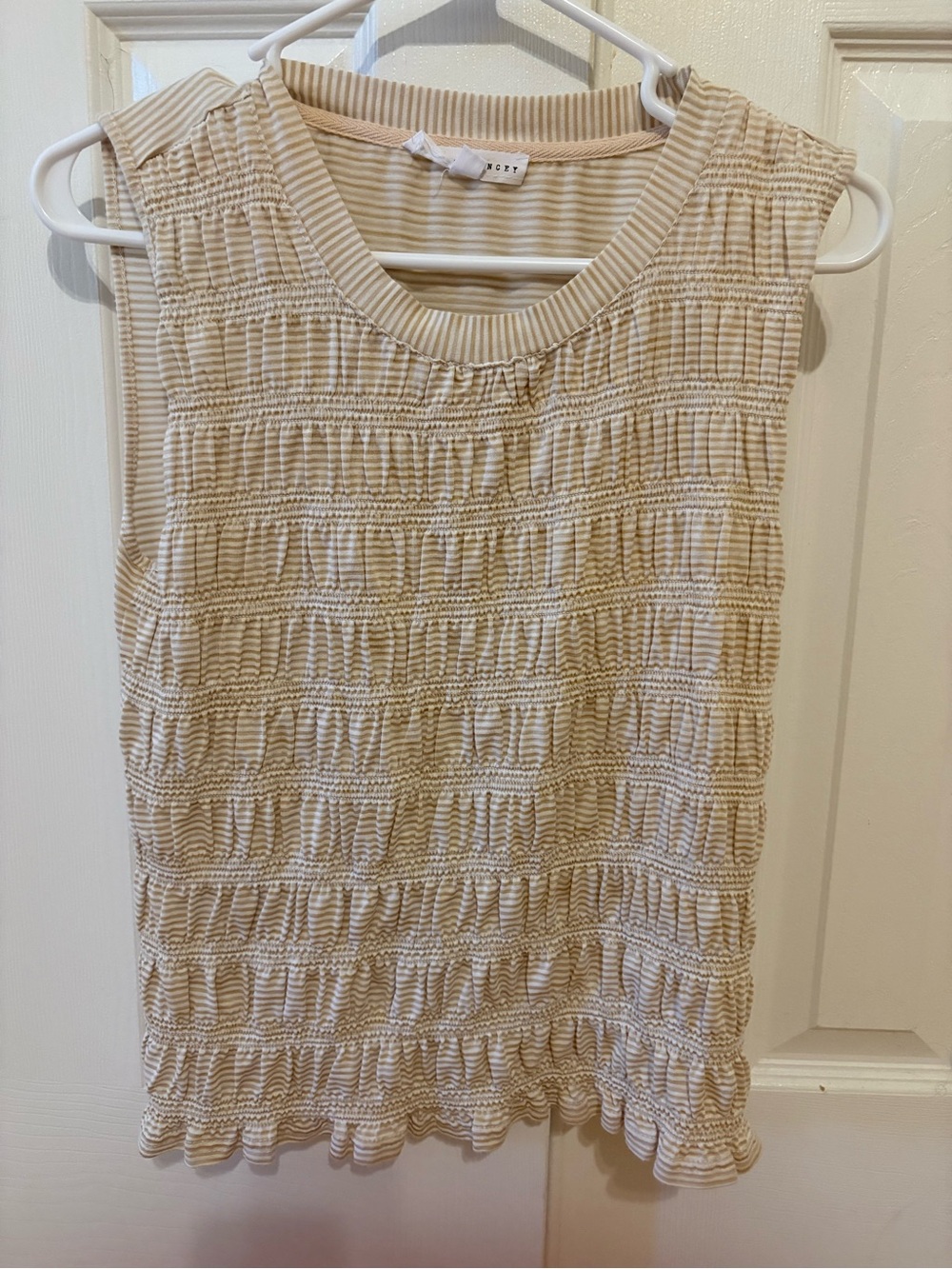 Jane and Delancey Cream Textured Sleeveless Knit Tank